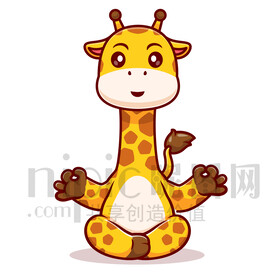 可愛卡通打坐的長勁鹿