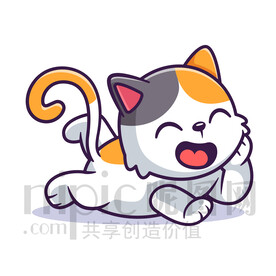 可爱卡通笑眯眯的小猫咪