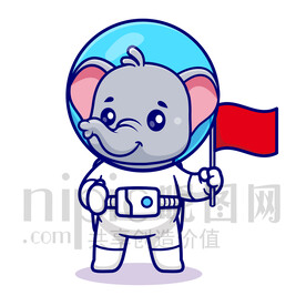 可爱卡通宇航员大象