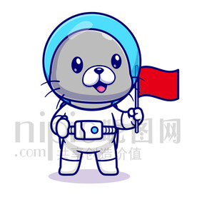 可愛卡通宇航員海獅