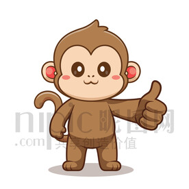 可愛卡通點(diǎn)贊的小猴子