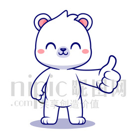 可愛卡通點(diǎn)贊的北極熊