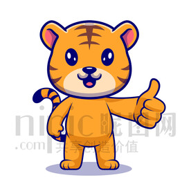 可愛卡通點(diǎn)贊的小老虎