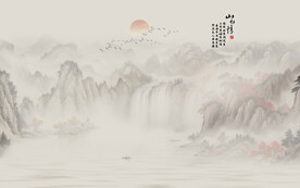 寫意山水背景墻 