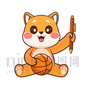 可愛卡通玩球的小狗狗