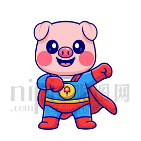 可爱卡通超人小猪