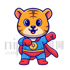 可愛卡通超人小老虎