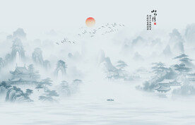 水墨江南水鄉(xiāng)背景墻