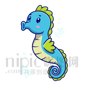 可愛卡通藍(lán)色小海馬