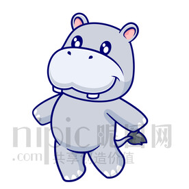 可爱卡通小动物小河马