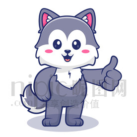 可愛卡通點(diǎn)贊的小狼狗