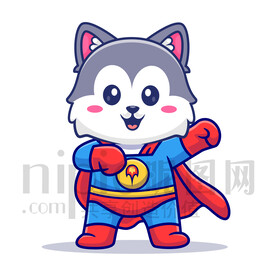 可愛卡通超人小狼狗