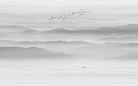 水墨山水背景壁畫