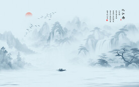 大氣水墨山水畫背景墻