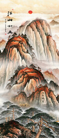 五岳独尊泰山日出国画