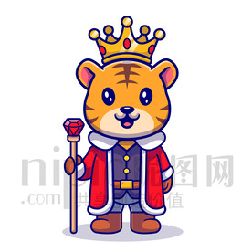 可愛卡通國(guó)王皇帝老虎