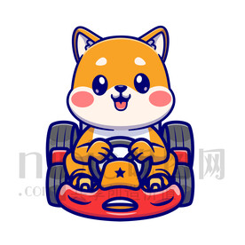可愛卡通開卡丁車的小狗