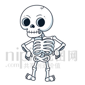 卡通骨頭架骷髏頭