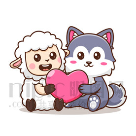 可愛卡通狼愛上羊