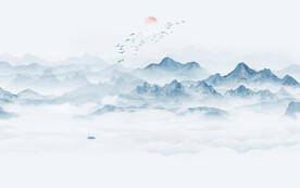 新中式水墨山水畫背景墻