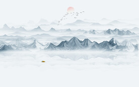 公司前臺山水畫背景墻