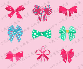 可愛紅綠蝴蝶結(jié)領(lǐng)結(jié)插畫素材