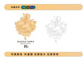 中國風仙鶴云鶴圖紋設計