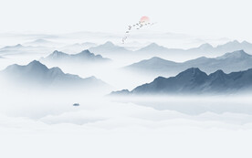 中式山水畫(huà)水墨電視背景墻