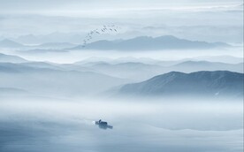 新中式水墨山水背景墻