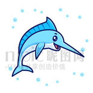 可愛卡通劍魚箭魚