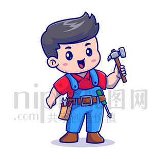 可愛卡通人物修理工