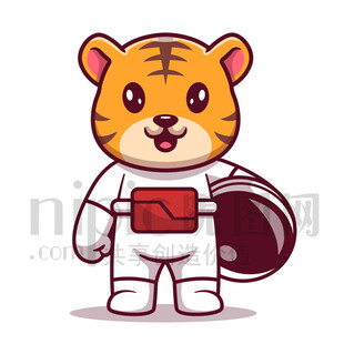 可愛卡通動(dòng)物宇航員老虎