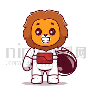 可愛卡通動(dòng)物宇航員獅子