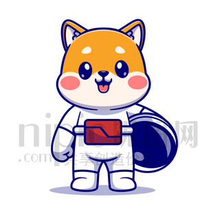 可爱卡通动物宇航员小狗