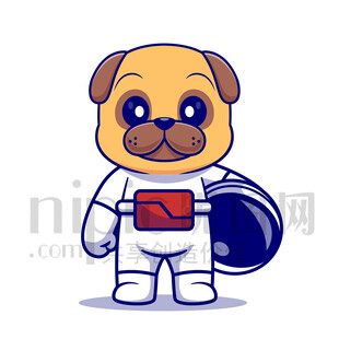 可愛卡通動物宇航員癩皮狗