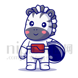 可愛卡通動物宇航員斑馬