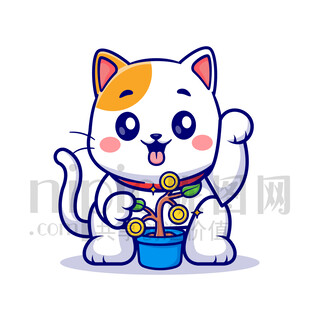 可愛卡通招財貓搖錢樹