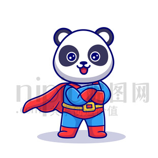 可愛卡通超人大熊貓