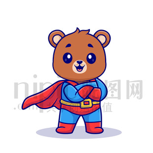 可愛卡通超人棕熊