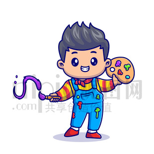 可愛卡通繪畫油畫小畫家