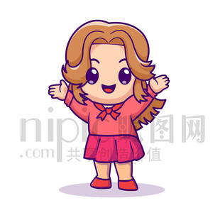 可愛卡通女孩美女