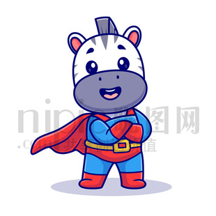 可愛卡通超人斑馬