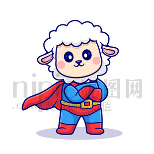 可愛卡通超人綿羊