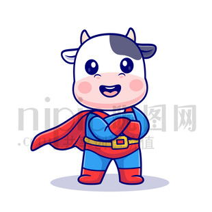 可愛卡通超人奶牛