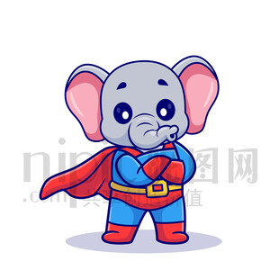 可愛卡通超人大象