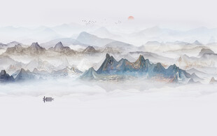 抽象意境山水畫背景墻