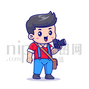 可愛卡通人物攝影師