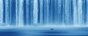 招財(cái)瀑布山水畫