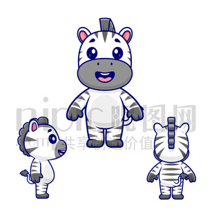 卡通斑馬三視圖