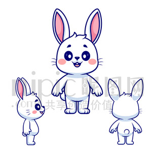 卡通兔子三視圖